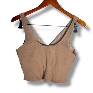 Aerie Tan Ribbed Cropped Bra Tank Size Large
